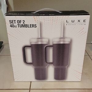 Set Of 2 New 40oz Tumblers Gray & Teal